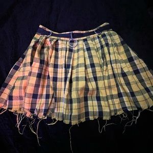 Yellow Checkered Skater Skirt